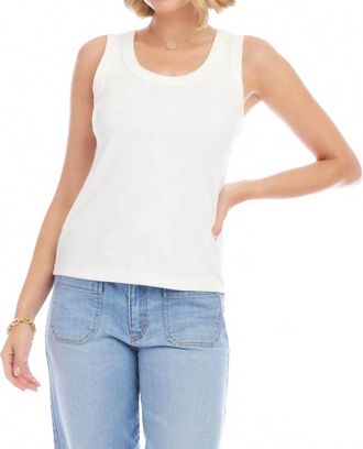Karen Kane Ribbed Scoop Neck Tank In Off White