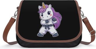 Generic Horse Karate Womens Leather Crossbody Bags with Adjustable Strap Casual Printed Shoulder Handbag