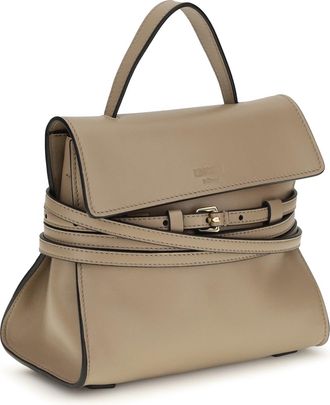 Moschino Womens Tie Me Handbag Ecru Goatskin-Hircus Goatskin Handbags Goatskin/hircus Hand Bags