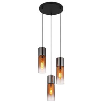 Netlighting Annika Cluster Pendant Matt Black Copper Glass Shade 3x E27
