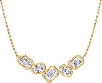 Diamond2Deal 18k Vermeil Plated Silver 3.2 Ct Multi Shape Lab Grown Diamond Pendant Necklace 18