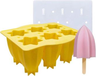 No Brand 6 Moldes De Silicona Para Paletas Heladas Con Tapa - Reutilizables, Sin Bpa, F&aacute;ciles De Desmoldar, Para Hacer Paletas Caseras Para Ni&ntilde;os (carambola Am