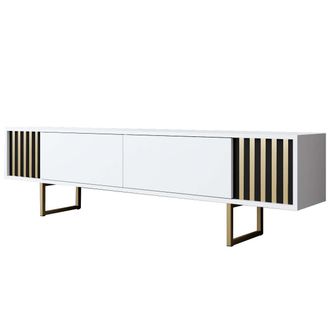 Asir Group LLC Mueble Tv, Mesa Tv, Mueble Bajo. Stand Blanco Gold