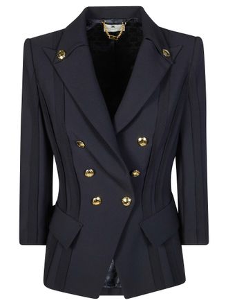 Elisabetta Franchi Tailored Double Breasted Gold Buttons Blazer