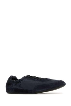 Prada Mens Navy Blue Nylon And Suede Sneakers Blu