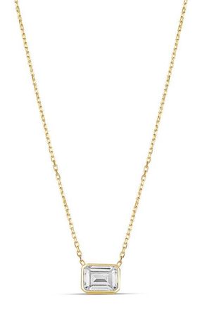 SHYMI Mini Heart Bezel Pendant Necklace in Gold/White/emerald Cut at Nordstrom, Size 16