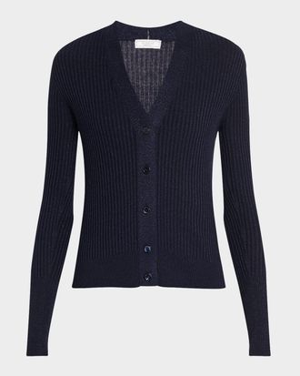 PESERICO Button-Down Rib Knit Cardigan