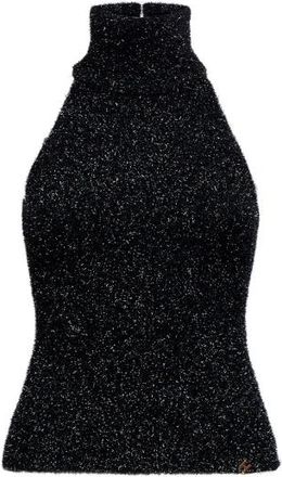 Silvian Heach Top van lurex met coltrui - Dames - Tops zonder mouwen - Zwart - 2XS - Polyester - Tops
