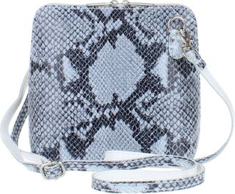 Girly HandBags Genuine Leather Rigid Cross Body Shoulder Bag Real Italian (Grey Snake)