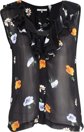 Ganni Ganni Floral Sleeveless Blouse in Black Viscose