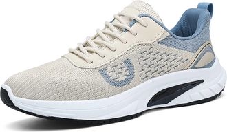 Generic Shoes for Men UK - Mens Breathable Mesh Running Shoes Lightweight Athletic Walking Sneakers Slip Comfortable Casual Gym Fitness Training Shoe Beige