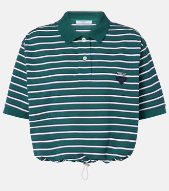 Prada Striped cropped cotton polo shirt
