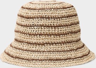 Simons Womens Striped straw Cloche Hat