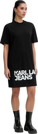 Karl Lagerfeld Vestido Camiseta con Logo - Dresses - Mujer - Negro - XS