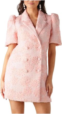 Notre-V Kleedjes, Dames, Roze, S, Polyester, Elegante Roze Blazer Jurk