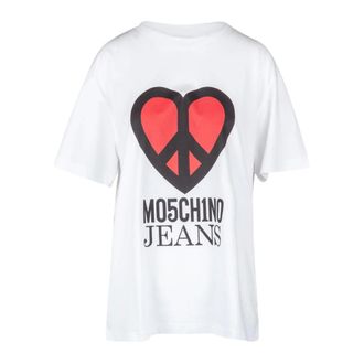 Moschino Camiseta de algod&oacute;n con estampado frontal - Tops - Mujer - Blanco - M