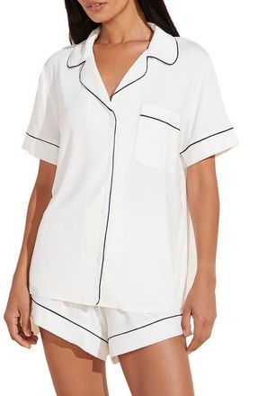 Eberjey Gisele Relaxed Short Pajamas in Ivory/navy at Nordstrom, Size X-Small