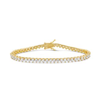 SHYMI Three Prong 2mm Round Tennis Bracelet - 18K Gold-Filled, Rhodium Plated, Cubic Zirconia, Size 6 with 2 Extender, Day to Night