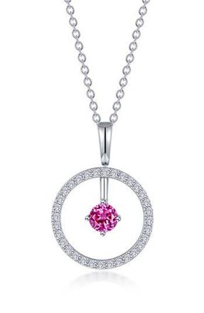 Lafonn Simulated Diamond Lab-Created Birthstone Reversible Pendant Necklace in Pink/October at Nordstrom Rack, Size 20