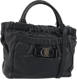 Ferragamo Pre-owned Leather Handbag - Dames - Vintage Handtas - Zwart - ONE Size - Leer - Vintage