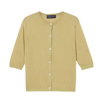 Brooks Brothers Zijdeblendvest - Dames - Vesten - Groen - M - Katoen - Truien & Vesten