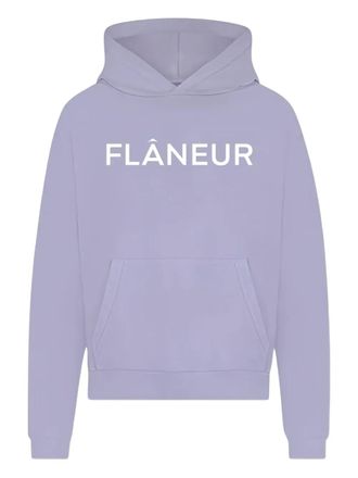 Flaneur logo-print hoodie - men - Cotton - M - Purple