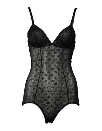 Dolce & Gabbana Black Nylon Stretch Bodysuit Lingerie Womens Underwear