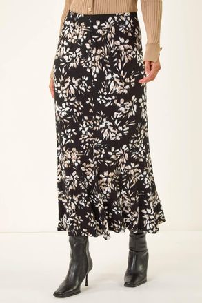 DUSK Floral Fluted Midi Skirt