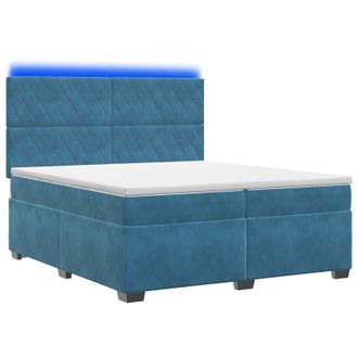 vidaXL Letto Box Spring Con Materasso Blu 200 X 200 Cm Velluto Vidaxl