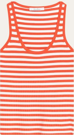 Max Mara Coral Striped Rib Tank Top