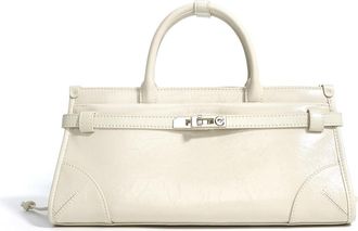 Generic Genuine Leather Womens Shoulder Handbag Top Layer Cowhide Top-Handle Bag Medium (Beige)