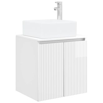 vidaXL Vanidad Con Lavabo De Pared Blanco Brillante 53 X 35 X 63 Cm Vidaxl