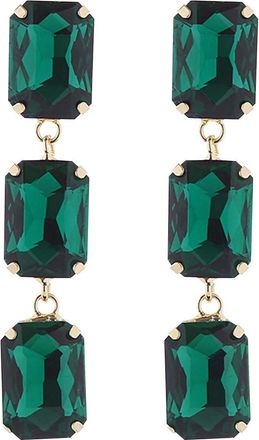 Generic Cubic Zirconia Stud Earrings Fashionable Long Layered Square Glass Earrings Womens Light Banquet Star Stud For Women (Green, One Size)