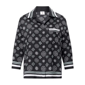 Casablanca Shirts, female, Black, Size: S Satin Monogram Shirt