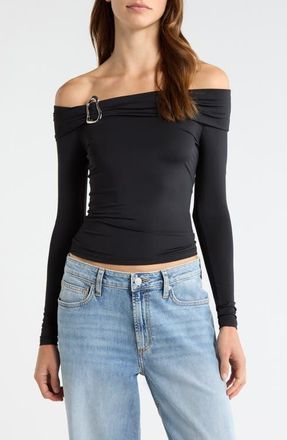 PacSun Lannie Hardware Off the Shoulder Top in Black at Nordstrom, Size Xx-Small