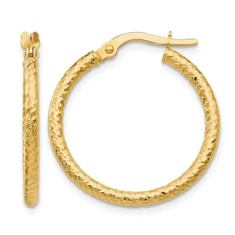 Diamond2Deal 10K Yellow Gold Round Hinged Hoop Earrings