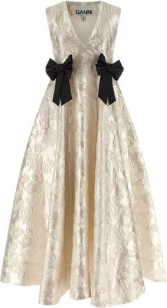 Ganni Dames, Jurken, Wit, Maat: L Satijn