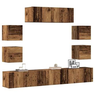 Berkfield Home 7 Piece TV Cabinet Set Wall-mounted Old Wood Engineered Wood