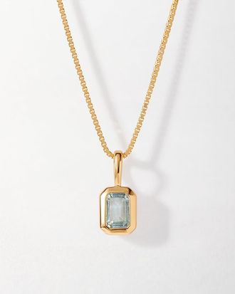 Edge of Ember Deco Birthstone Necklace in Blue Topaz (December) at Nordstrom, Size 16