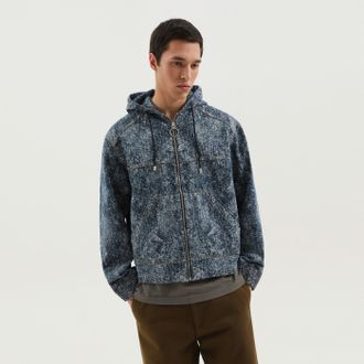 1989 STUDIO Denim marbled zip hoodie