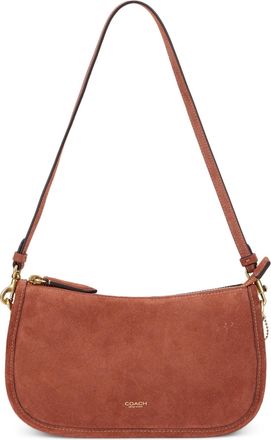 Coach Womens Shoulder Bag Suede Brown Calfskin Handbags Hand