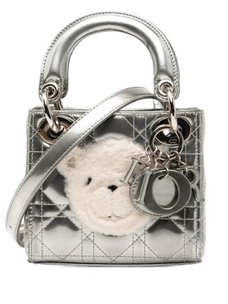 Dior 2017 Micro Metallic Lambskin Cannage Bear Lady Dior satchel - women - Lambskin - One Size - Silver
