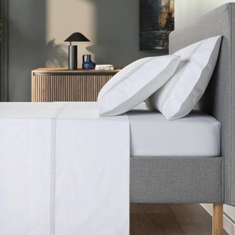 Casa da Laura S&aacute;banas 100% algod&oacute;n 200 hilos cuadrado de vichy gris cama 150/160 2