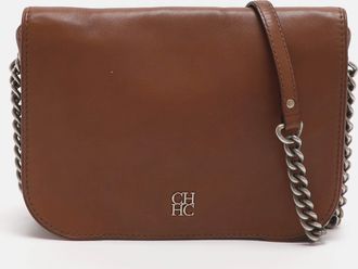 Carolina Herrera New Baltazar Brown Leather Shoulder Bag