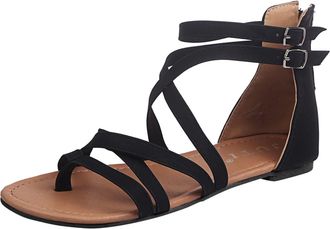 Generic Womens Casual Strappy Sandal Open Toe Flat Sandals Zipper Back Non Slip Ladies Thong Flat Sandals