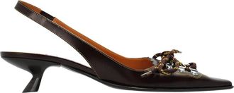 Marni Leren Schoenen met Hak - Dames - Pumps - Bruin - 37 EU - Schoenen