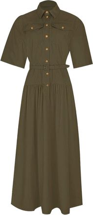 Adam Lippes Edie belted midi dress - Verde