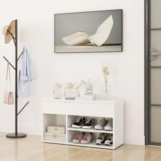 vidaXL Vidaxl - Banco Zapatero De Madera Contrachapada Blanco 80x30x45 Cm
