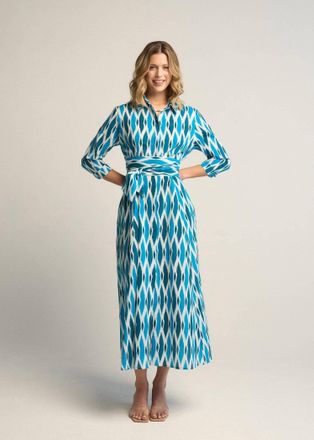 Guadalupe Design Luciana Ikat Dress In Cyan