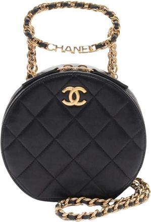 Chanel Pre-owned Round Chain Bag Quilted Style - Dames - Vintage Handtas - Zwart - ONE Size - Leer - Vintage